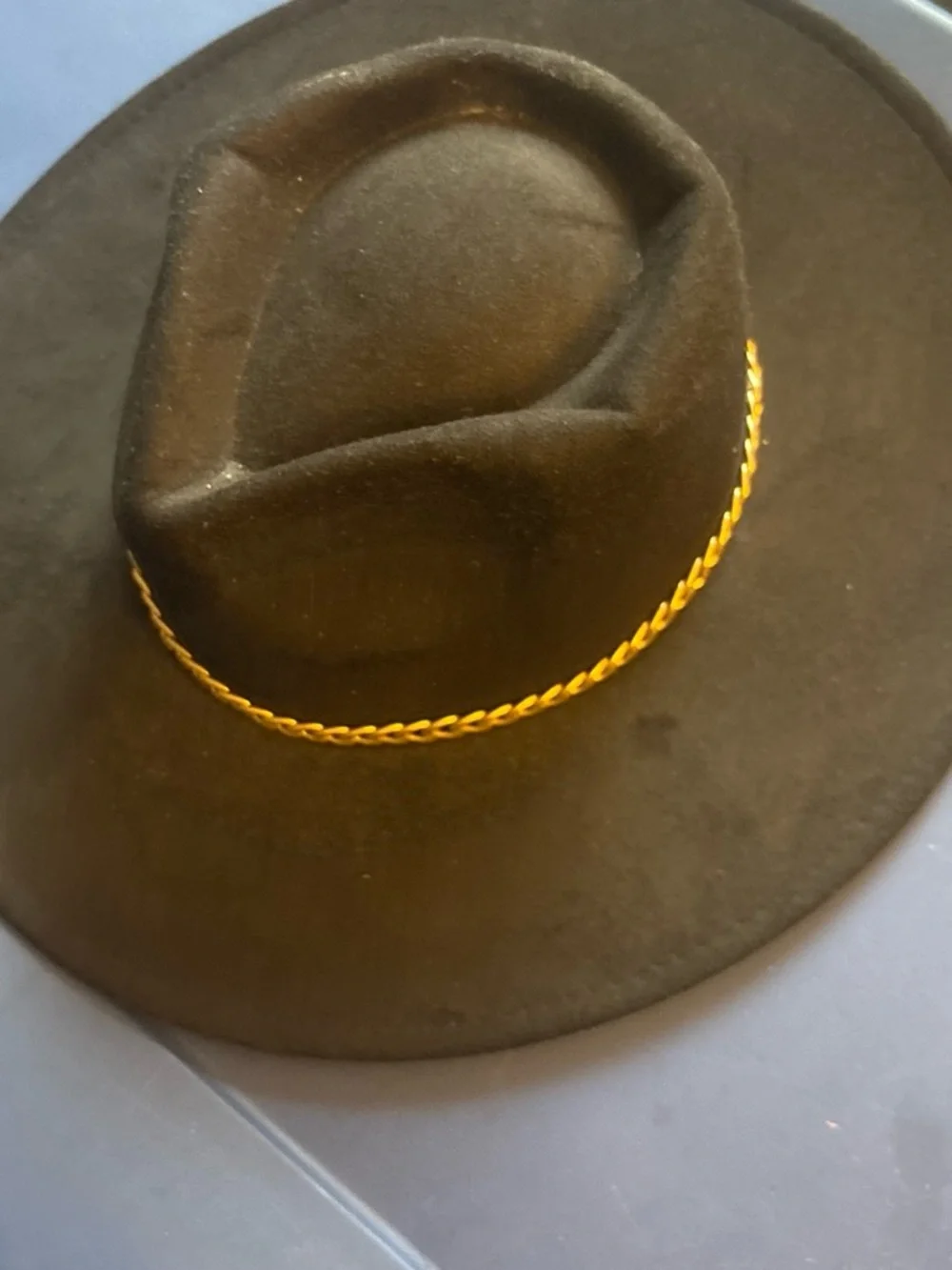 Black Felt Fedora with Gold Rope Trim